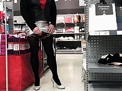 Crossdresser expose in public in supermarket - part 2