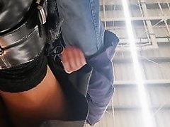 Short skirt ass on escalator upskirt candid voyeur