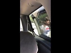 Girlfriend uses vibrator outside of car in public