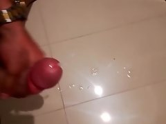 Big Cock Explodes In Bathroom Messy Cumshot