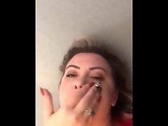 Hot blonde plays with herself while sucking dick