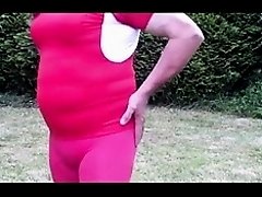 red Sportdress Spandex Lycra no cum no Sperma