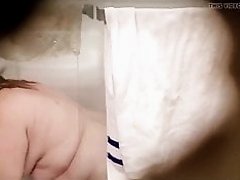 Ugly wife cleans the shower. Se her fat ass 1-18-2018