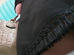 white ass under black skirt brunette