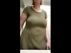 No bra busty milf bouncing her saggy tits