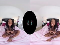 VRHUSH Ebony cutie September Reign rides a sex toy