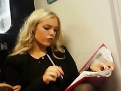 Candid blonde with hot mouth on the train