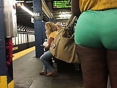 Thick Booty Ebony Milf in Green Short Pants