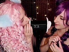 AftynRose ASMR twin kittens ahegao ear eating