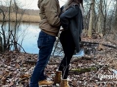 'Small tits teen creampie at park, risky public outdoor sex almost caught—4K'