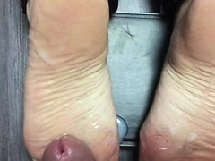 Married coworker footjob foot fuck. In secret from her hubby