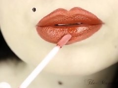 M - Sexy Red Lipstick w/ Shiny Wet Gloss Lipgloss Fetish